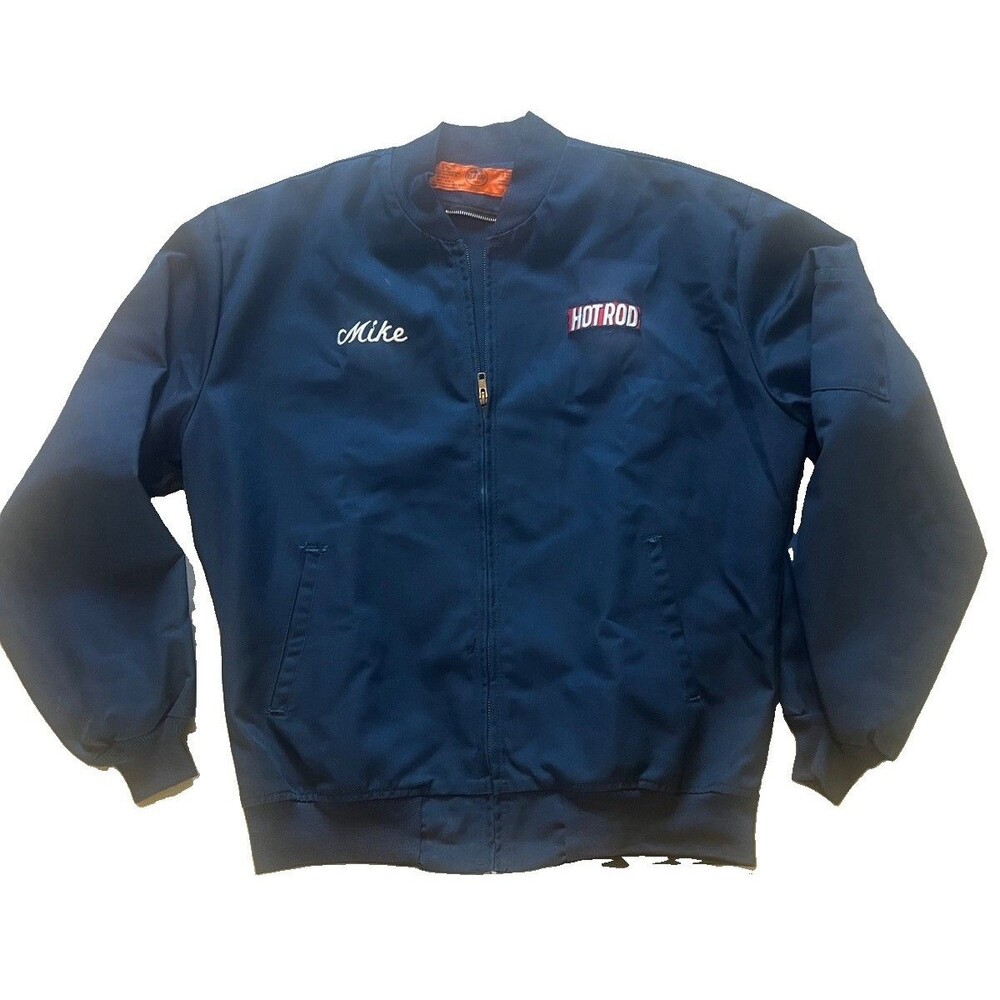 Vintage Red Kap “Hotrod” Bomber Jacket With Mike Navy L Garage Grunge Streetwear